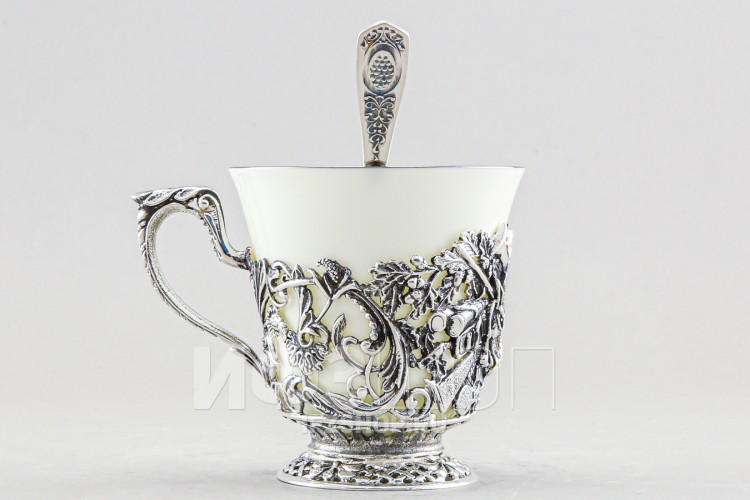 Набор для чая посеребренный Кабан, 3 предмета 