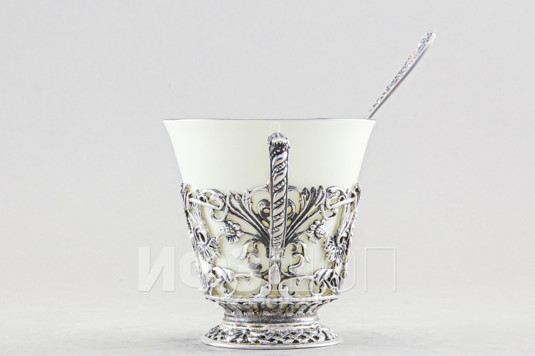 Набор для чая посеребренный Кабан, 3 предмета 