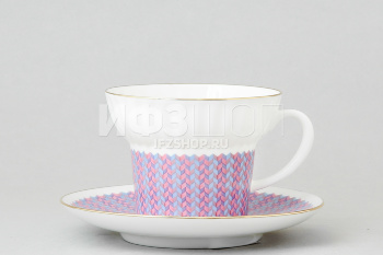 Чашка с блюдцем чайная ф. Волна рис. Геометрия №2