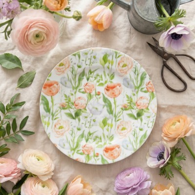 Тарелка плоская 24 см ф. Идиллия рис. Цветочный дворик
