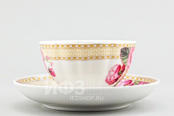 Чашка с блюдцем чайная ф. Белый лебедь рис. Золотой флер