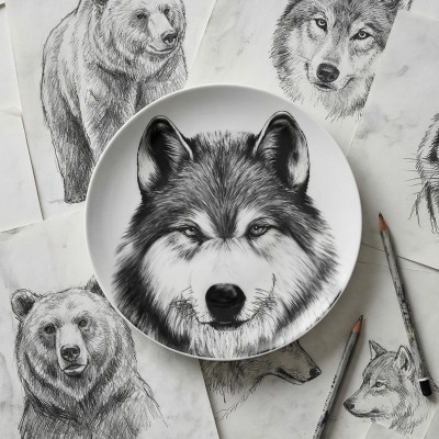 Тарелка плоская 24 см ф. Универсал рис. Волк