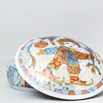 Туалетная коробочка ф. Круглая рис. Фигурное катание №2 (деколь)