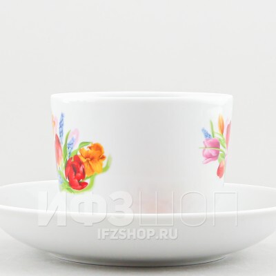 Чашка с блюдцем чайная ф. Кирмаш рис. Майский букет (уценка)