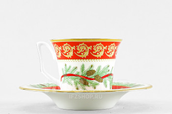 Чашка с блюдцем чайная ф. Юлия рис. Рождественское чаепитие