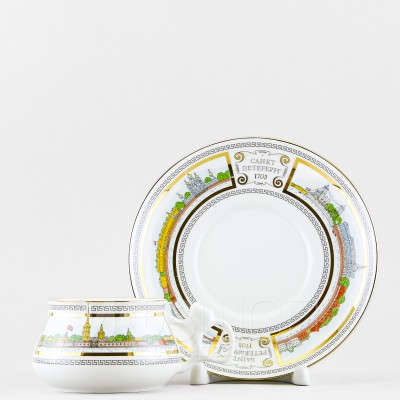 Чашка с блюдцем кофейная ф. Билибина рис. Невские берега