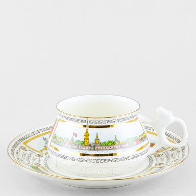 Чашка с блюдцем кофейная ф. Билибина рис. Невские берега