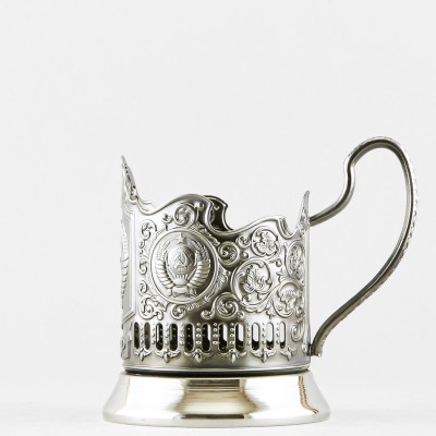 Подстаканник никелированный с чернью, Герб СССР