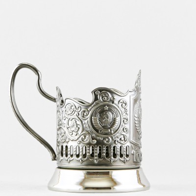 Подстаканник никелированный с чернью, Герб СССР