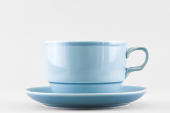 Чашка с блюдцем чайная ф. Браво рис. Акварель (голубой)