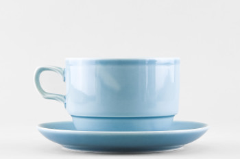 Чашка с блюдцем чайная ф. Браво рис. Акварель (голубой)