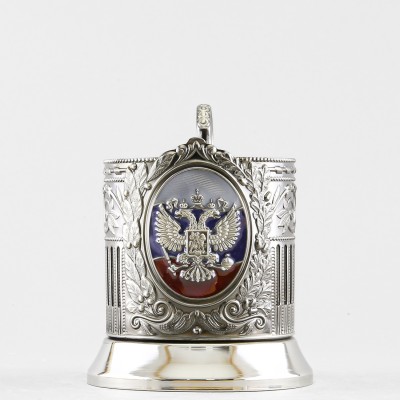 Подстаканник никелированный с эмалью, Герб РФ