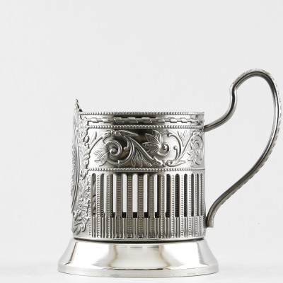 Подстаканник никелированный с эмалью, Герб РФ