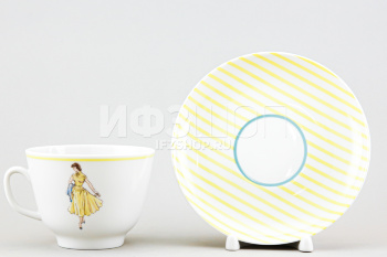 Чашка с блюдцем чайная ф. Подарочная рис. Оттепель (желтый)
