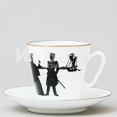 Чашка с блюдцем кофейная ф. Черный кофе рис. Прогулка
