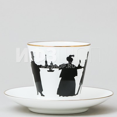 Чашка с блюдцем кофейная ф. Черный кофе рис. Прогулка