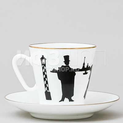 Чашка с блюдцем кофейная ф. Черный кофе рис. Прогулка