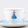 Чашка с блюдцем чайная ф. Подарочная рис. Оттепель (серо-голубой)