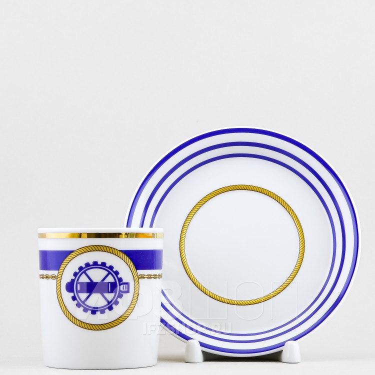 Чашка с блюдцем чайная ф. Гербовая рис. Кают-компания №2 в Москве