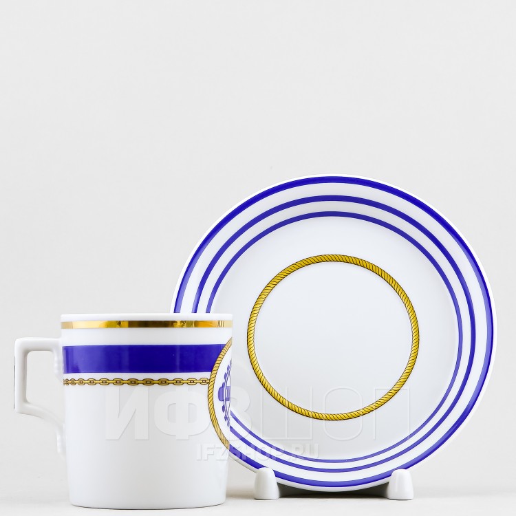 Чашка с блюдцем чайная ф. Гербовая рис. Кают-компания №2 в Москве