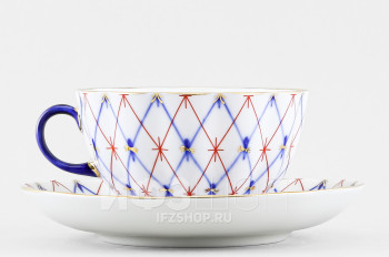 Чашка с блюдцем чайная ф. Тюльпан рис. Сетка 1950