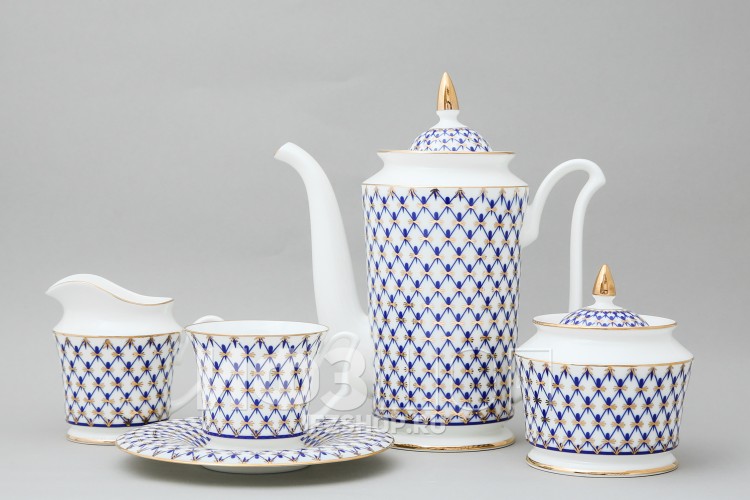 Сервиз кофейный ф. Юлия рис. Кобальтовая сетка, 15 предметов в Москве