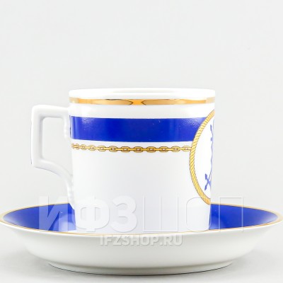 Чашка с блюдцем чайная ф. Гербовая рис. Кают-компания №3