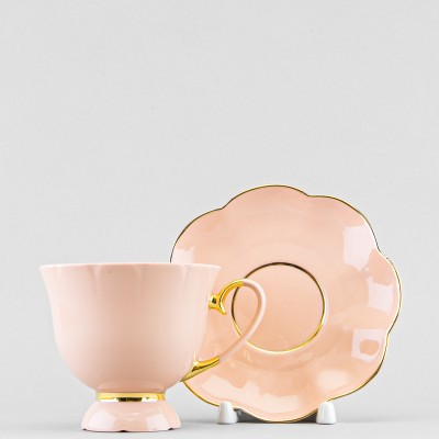 Чашка с блюдцем чайная ф. Бутон рис. Классик оранжевый