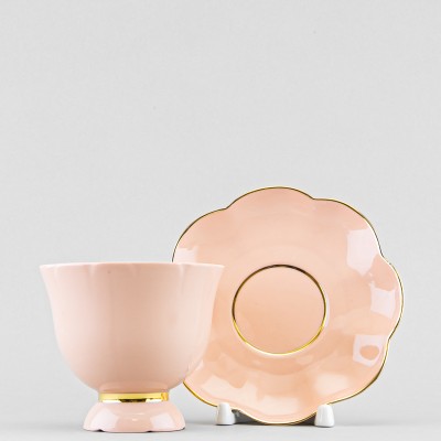 Чашка с блюдцем чайная ф. Бутон рис. Классик оранжевый