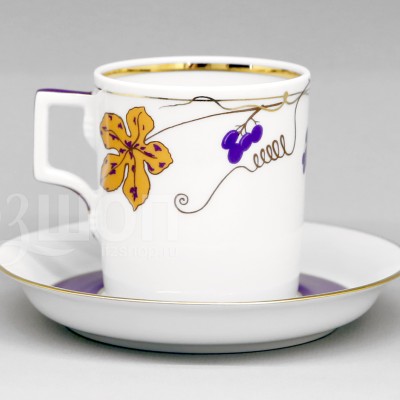 Чашка с блюдцем чайная ф. Гербовая рис. Гроздь №2
