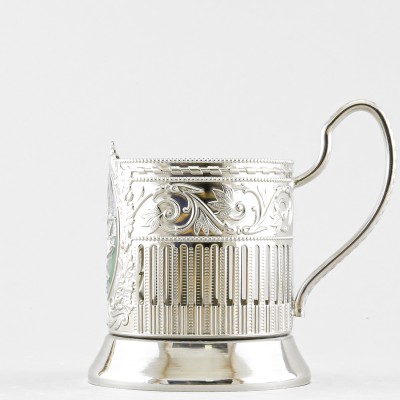 Подстаканник никелированный с эмалью, Охотник