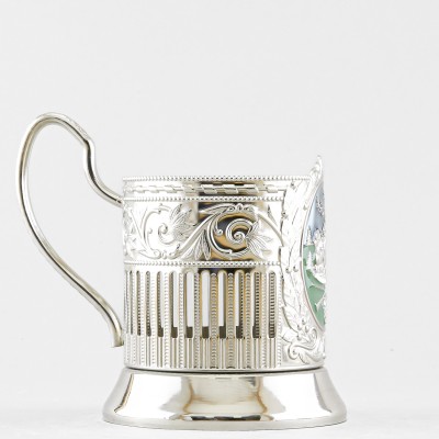 Подстаканник никелированный с эмалью, Охотник