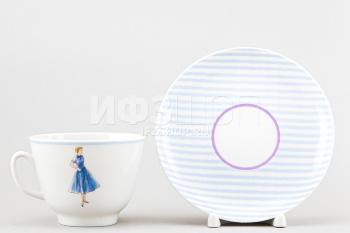 Чашка с блюдцем чайная ф. Подарочная рис. Оттепель (голубой)
