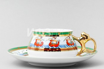 Чашка с блюдцем кофейная ф. Билибина рис. Остров Буян