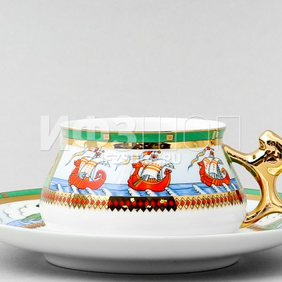 Чашка с блюдцем кофейная ф. Билибина рис. Остров Буян