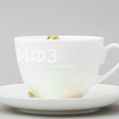 Чашка с блюдцем чайная ф. Весенняя-2 рис. Желтая орхидея