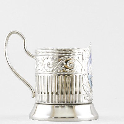 Подстаканник никелированный с эмалью, Рыбак