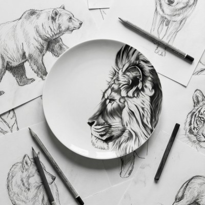 Тарелка плоская 24 см ф. Универсал рис. Лев