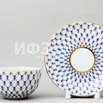 Чашка с блюдцем чайная ф. Тюльпан рис. Сетка-модерн