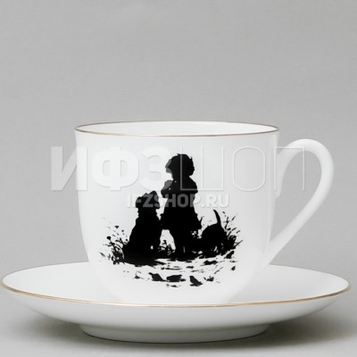 Чашка с блюдцем кофейная ф. Ландыш рис. Силуэты. Друзья в подарочной упаковке (Цветы)