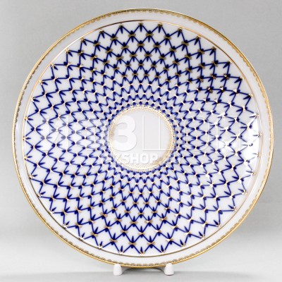 Блюдо для торта рис. Кобальтовая сетка