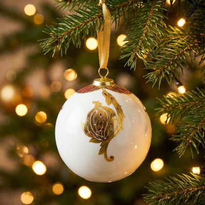 Елочный шар 8 см рис. Рождественские узоры. Бордо