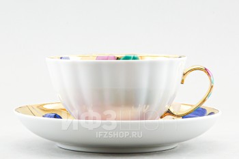 Чашка с блюдцем чайная ф. Белый лебедь рис. Поздний вечер