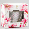 Чашка с блюдцем кофейная ф. Майская рис. Розовая сетка в подарочной упаковке (Цветы)