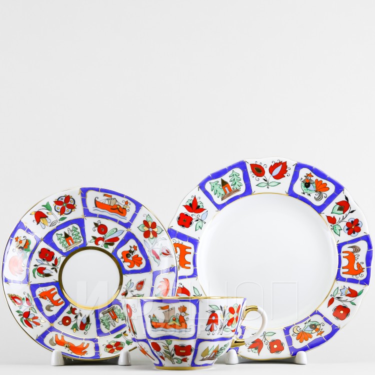 Комплект чайный ф. Тюльпан рис. Русский лубок в Москве