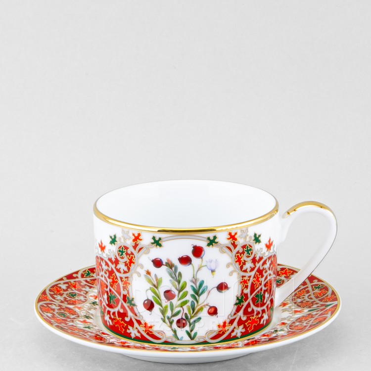 Чашка с блюдцем чайная ф. Соло рис. Клюква заповедная в Москве