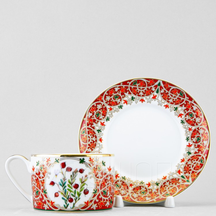 Чашка с блюдцем чайная ф. Соло рис. Клюква заповедная в Москве