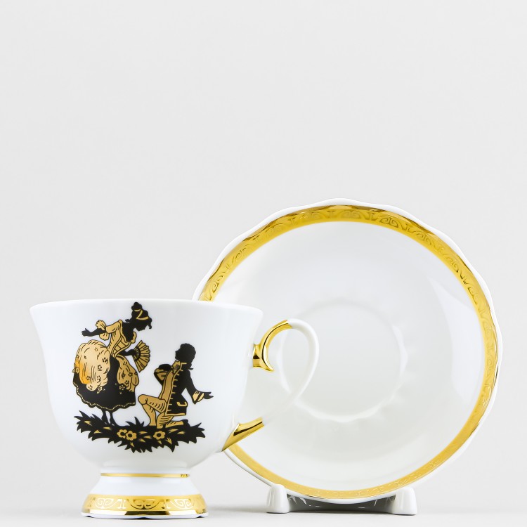 Чашка с блюдцем чайная ф. Бутон рис. Сладкая парочка 