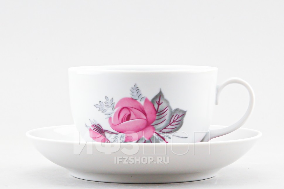Чашка с блюдцем чайная ф. Янтарь рис. Дикая роза