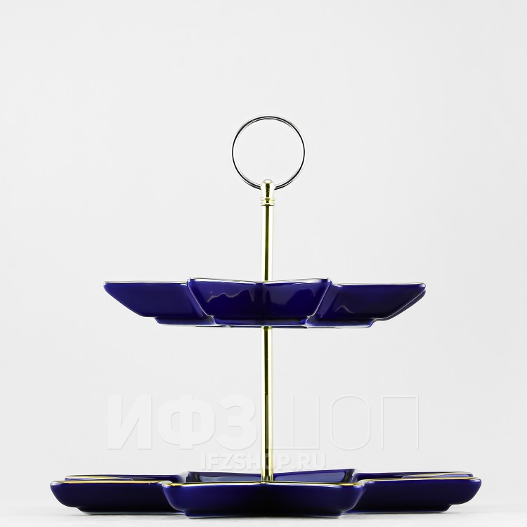 Этажерка 2-х ярусная ф. Звезда рис. Индиго в Ростове-на-Дону